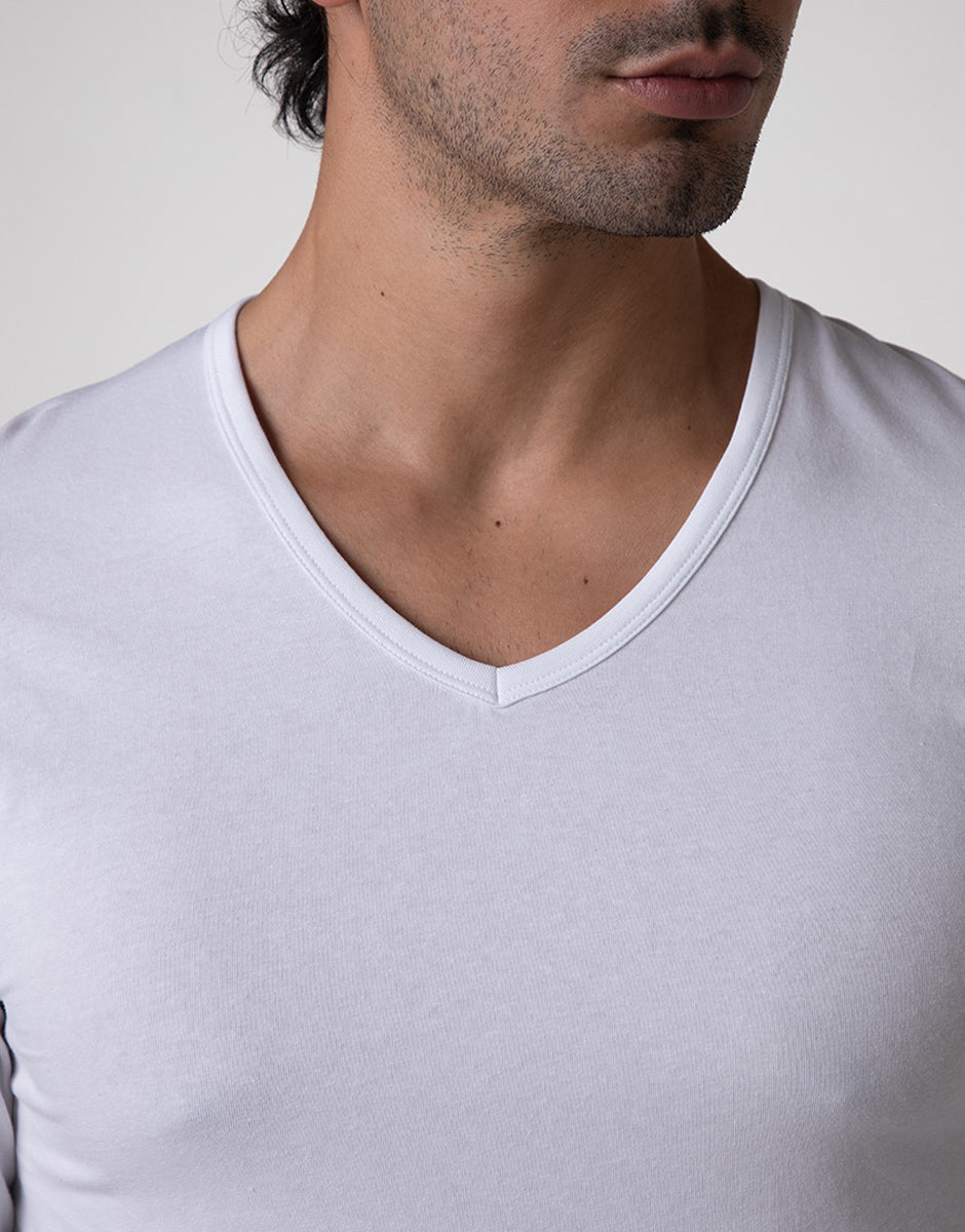 Lovable Man Cool Sensation Maglia V Cotone Stretch Bianco
