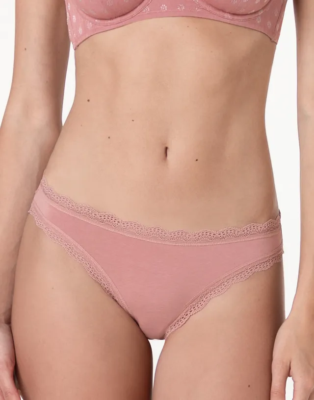 Lovable Panties Slip Donna Rosa Cotone e Pizzo