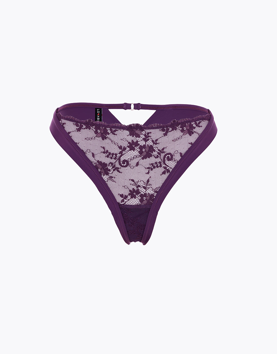 Lovable Delicate Floral Lace perizoma viola mora pizzo floreale