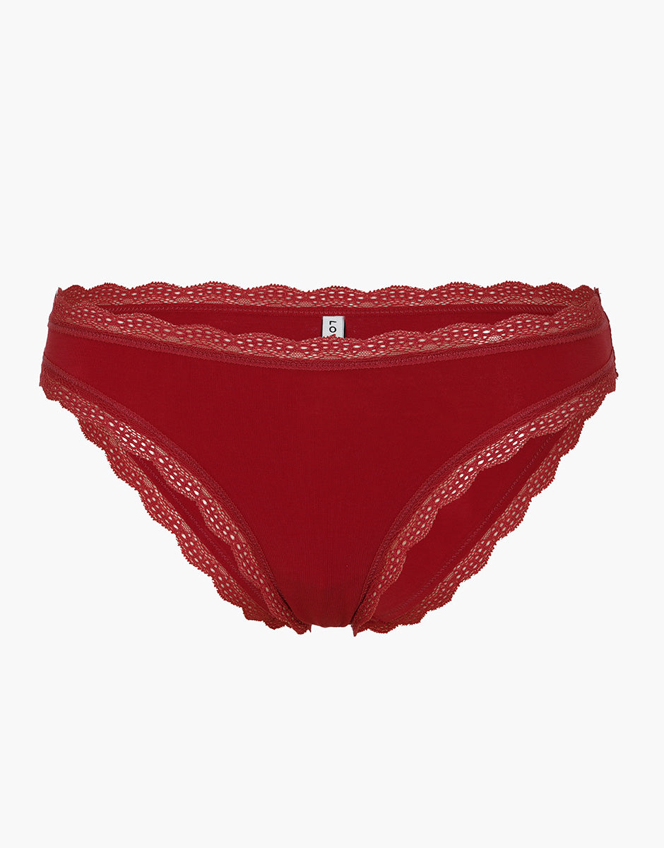 Lovable Panties slip rosso lampone in cotone e pizzo