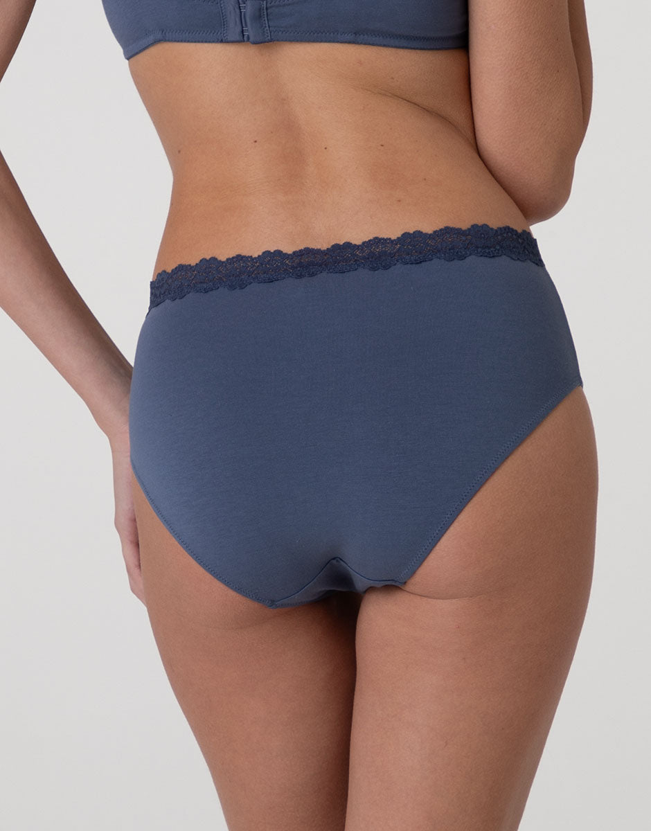 Lovable Trendy Modal Slip Alto Cotone Blu Polvere in Pizzo