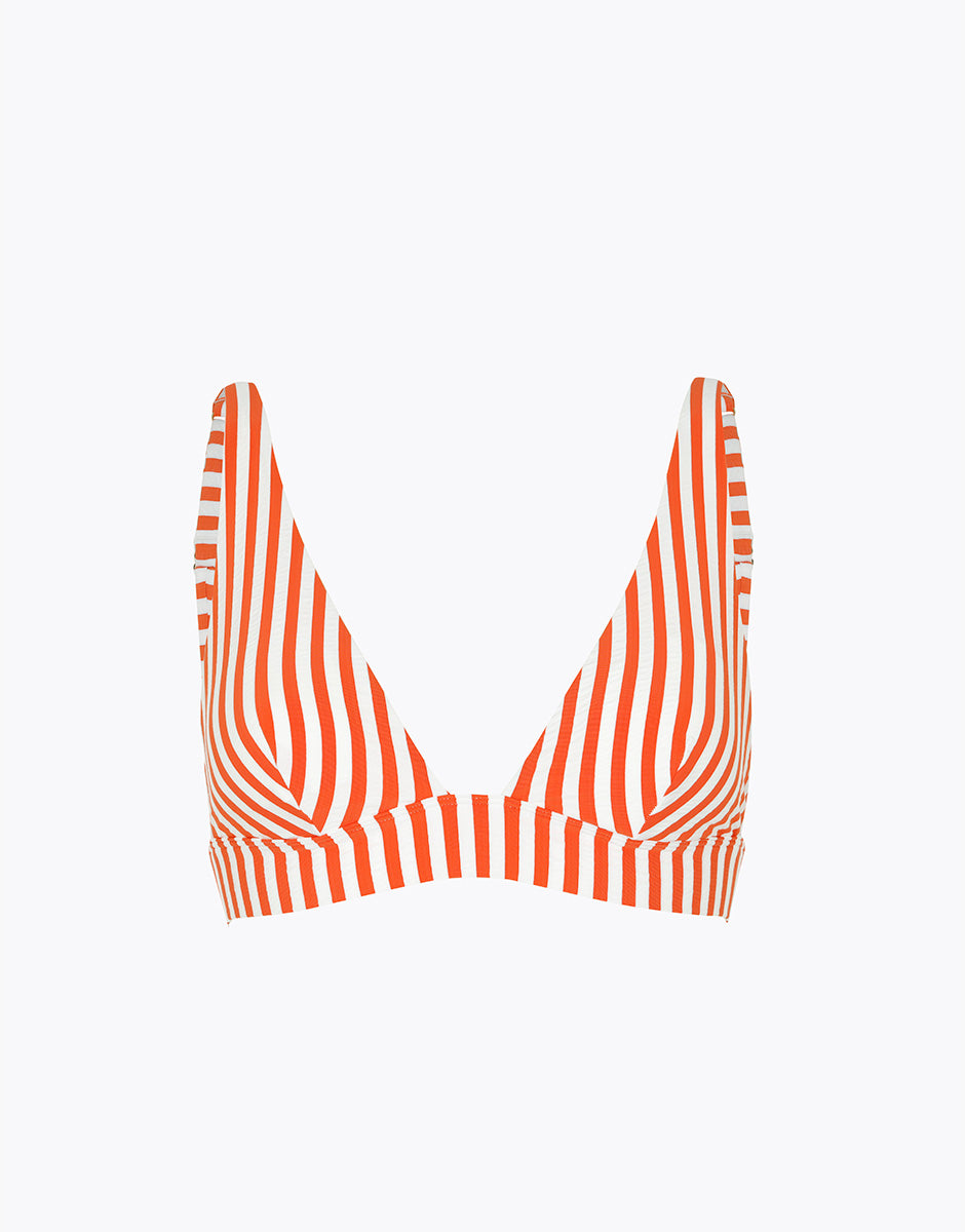 Lovable Resort Wavy Micro top triangolo righe arancio