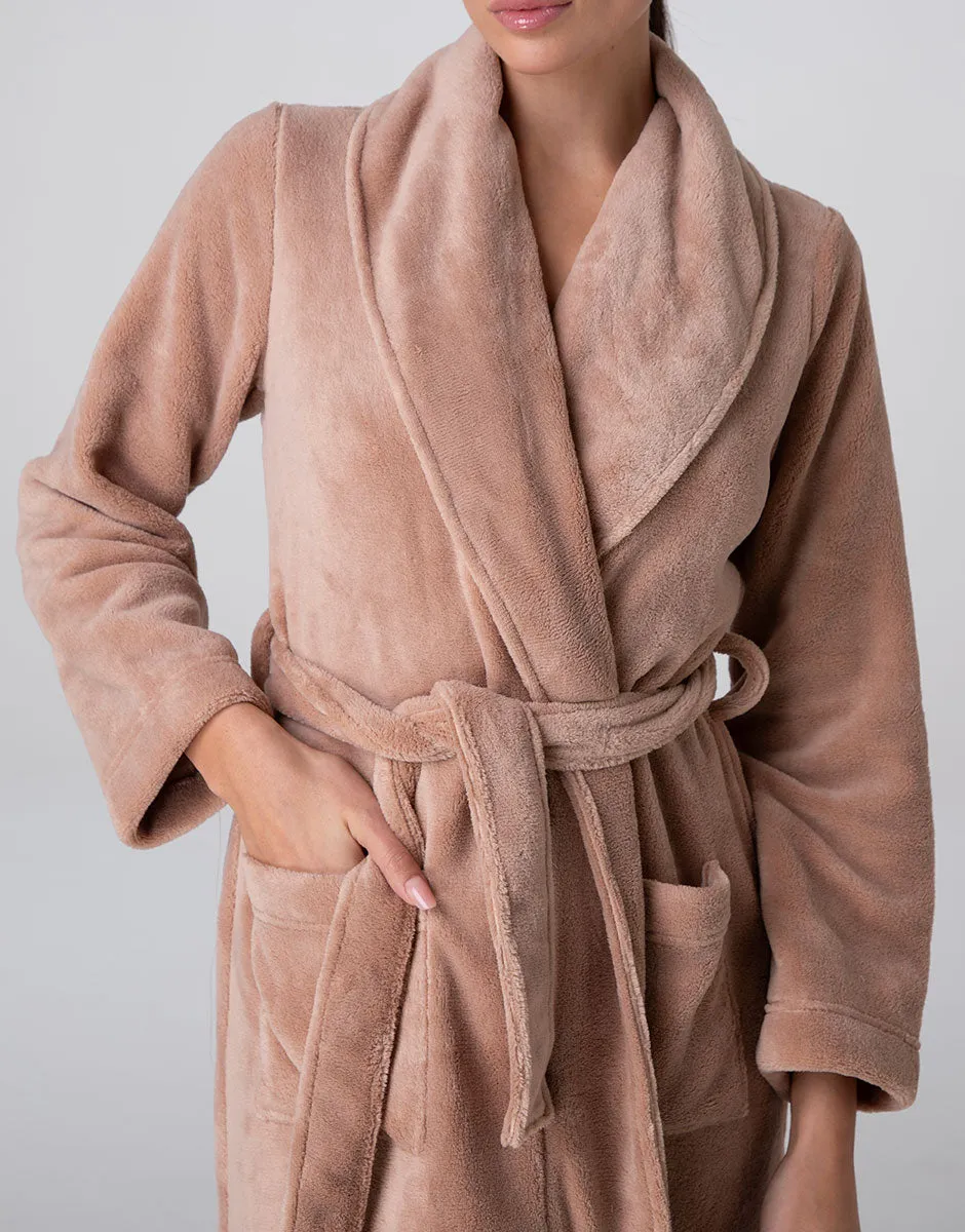 Lovable Lifewear vestaglia lunga pelliccetta caffè latte calda