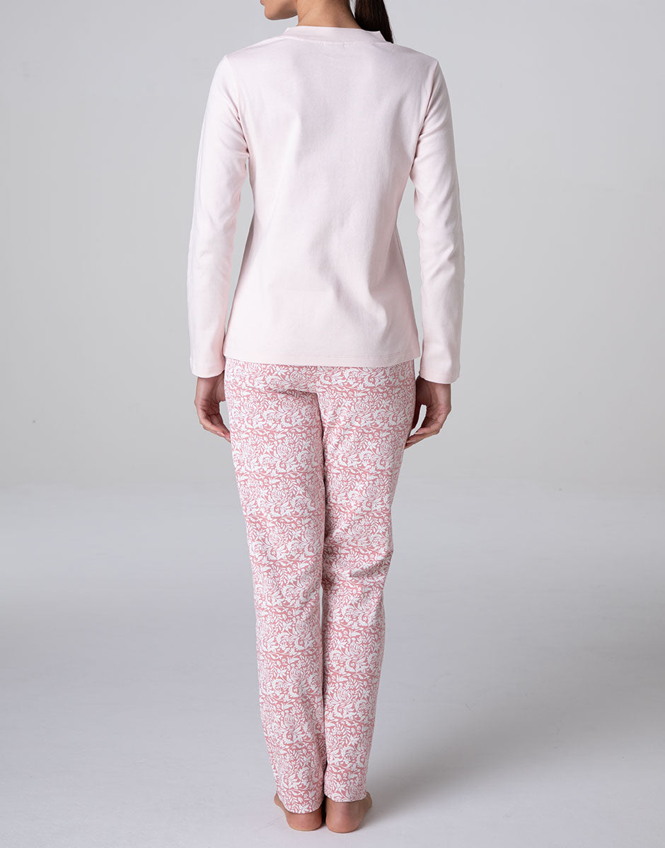 Lovable Lifewear pigiama lungo aperto interlock rosa cipria