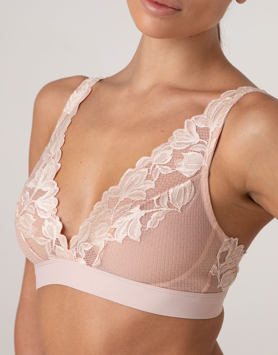 Lovable Elegant Muse reggiseno vela senza ferretto pizzo avorio rosa