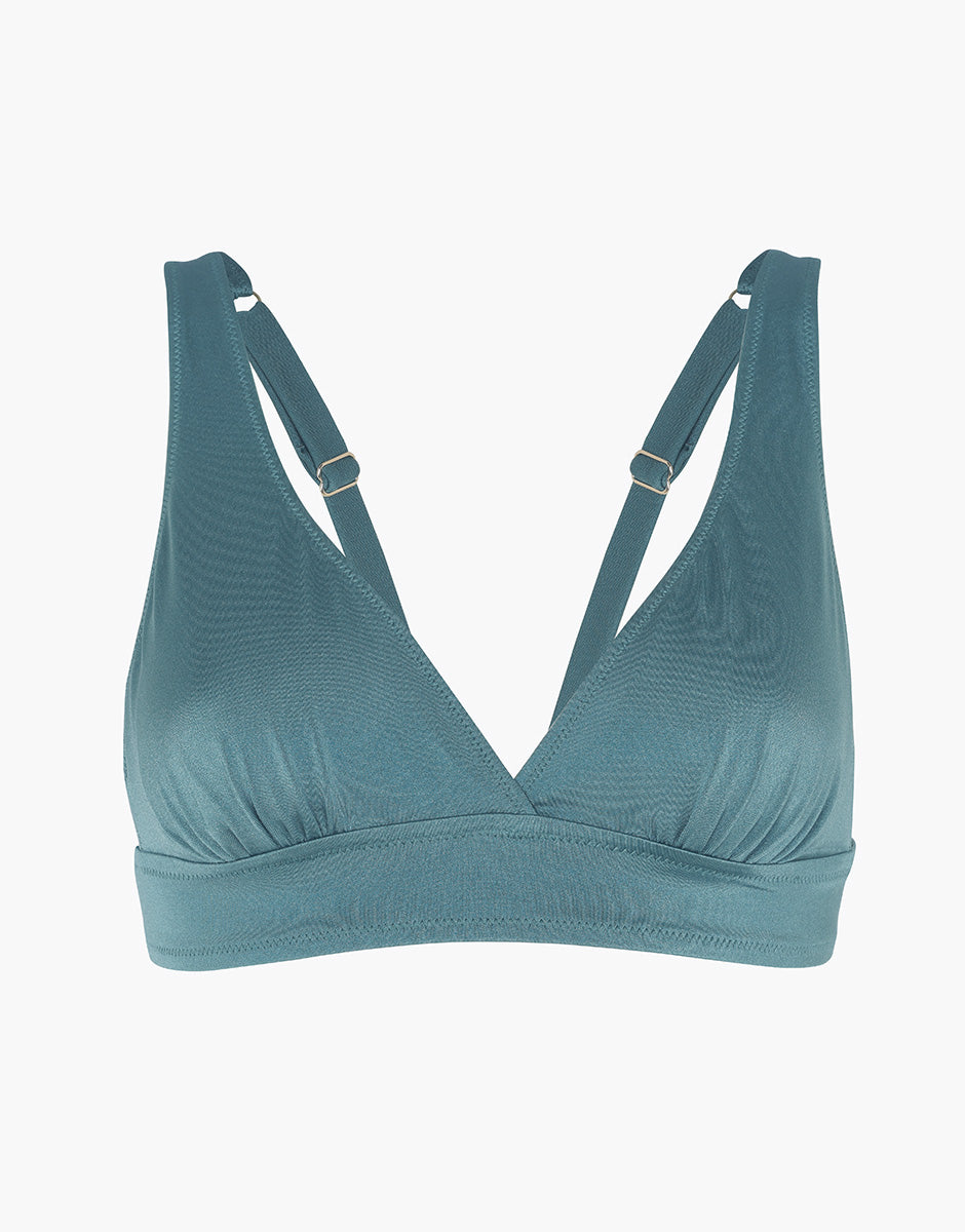Lovable Plain Trendy Shiny Micro top triangolo verde