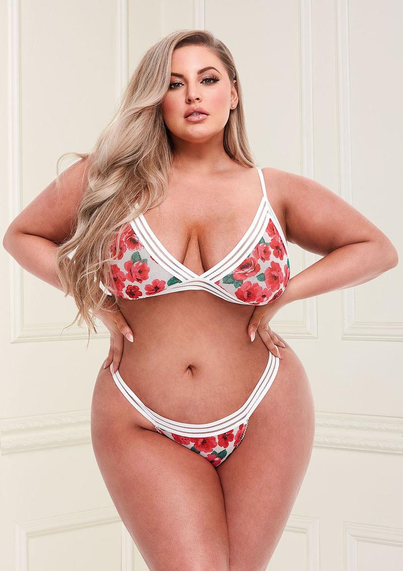 Baci Floral set bralette e slip bianco in pizzo