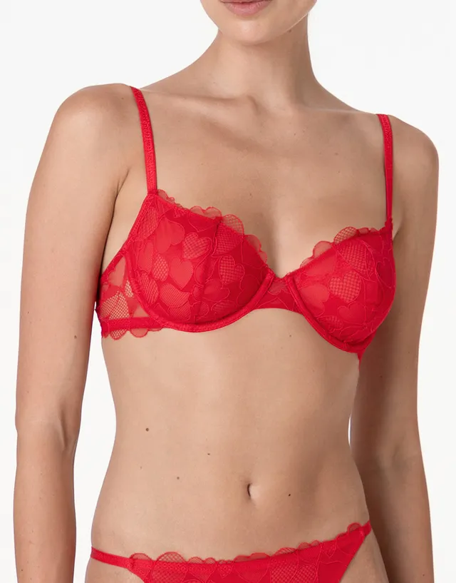 Lovable Romance Hearts Reggiseno Rosso Cuori in Tulle