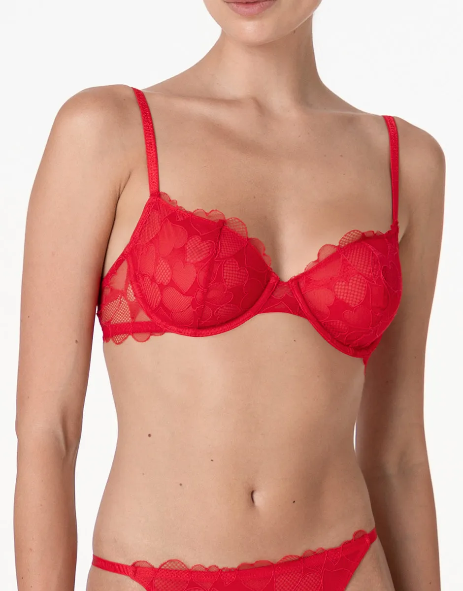 Lovable Romance Hearts Reggiseno Rosso Cuori in Tulle