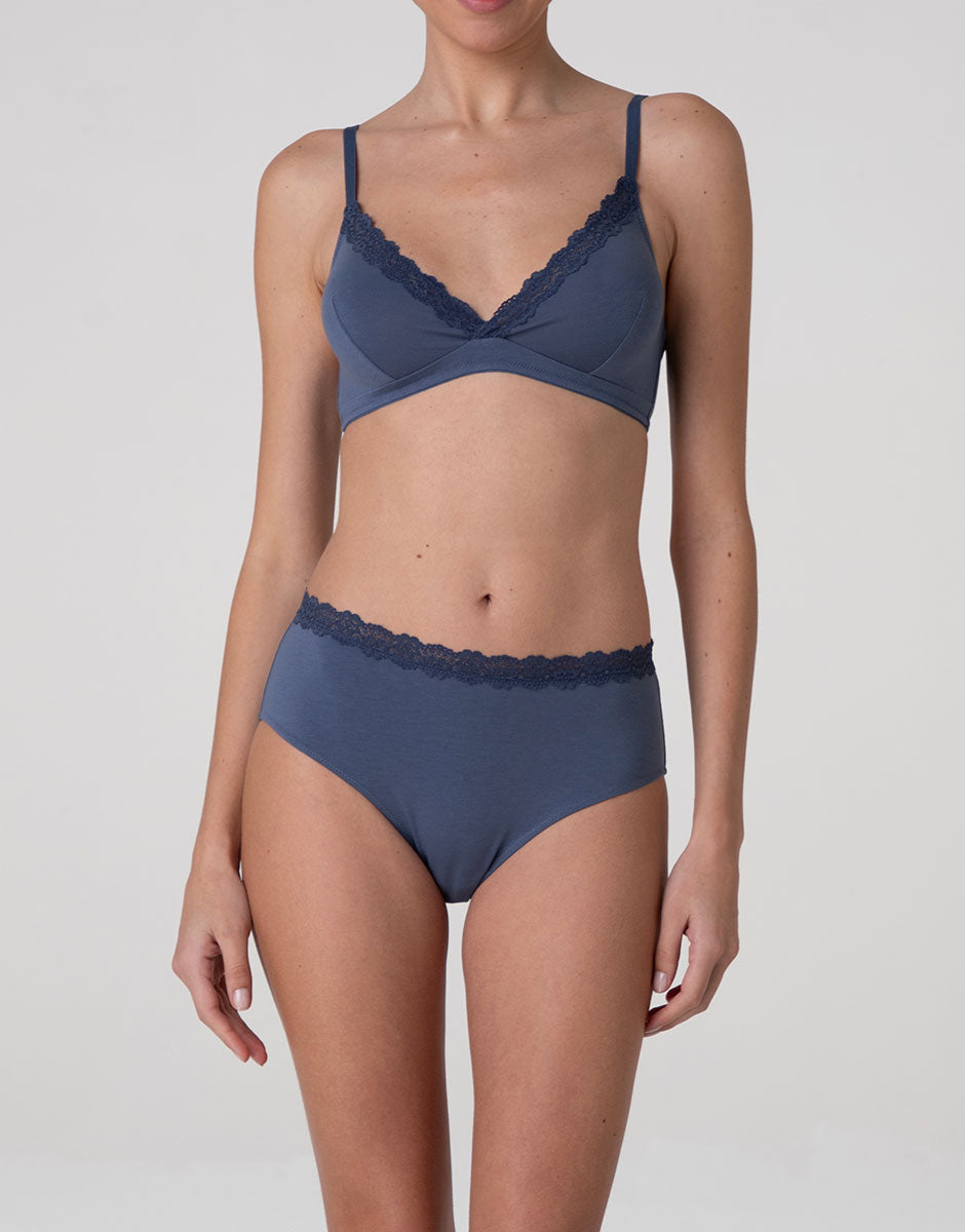 Lovable Trendy Modal reggiseno senza ferretto blu polvere pizzo