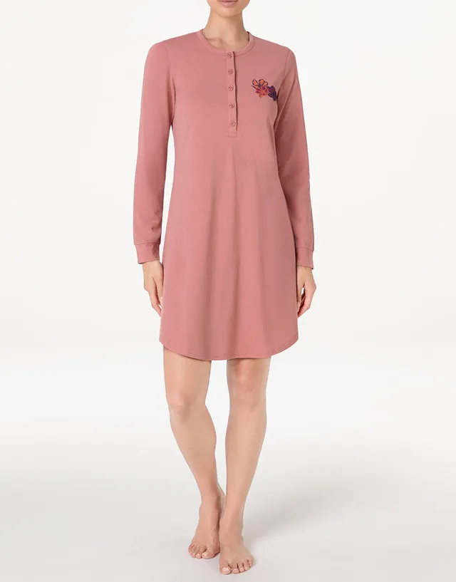 Lovable Camicia da Notte Cotone Rosa Polvere Manica Lunga