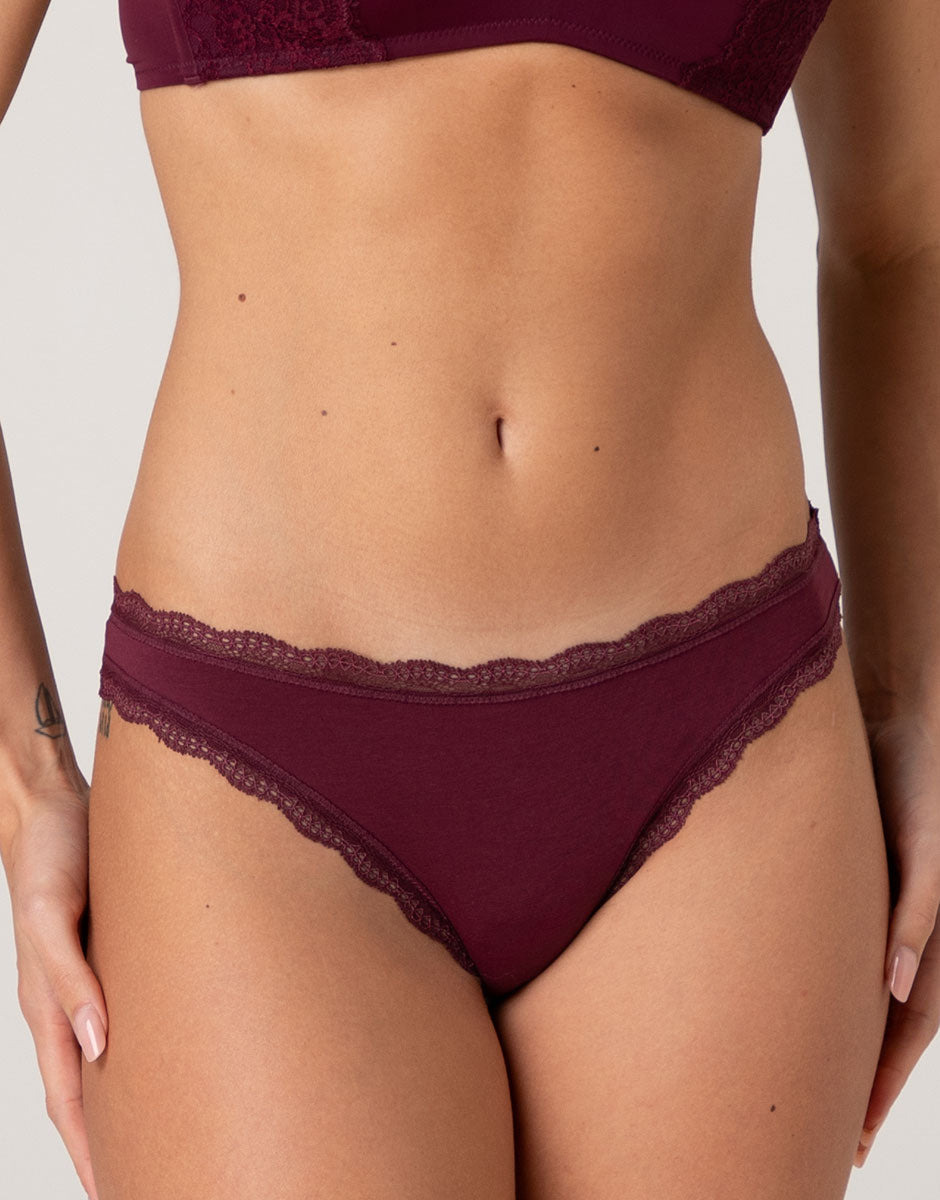 Lovable Panties slip cotone pizzo vinaccia traspirante