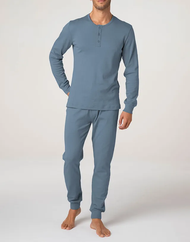 Lovable Man Interlock Pigiama Lungo Azzurro Serafino Cotone