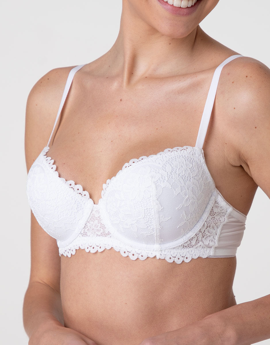 Lovable Stylish Lace Balconcino Imbottito Reggiseno Bianco in Pizzo