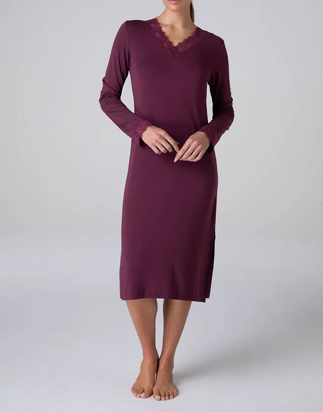 Lovable Elegant Modal camicia notte lunga vinaccia pizzo