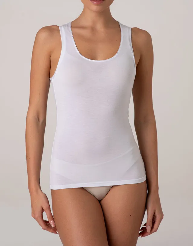 Lovable Basic Soul canotta micromodal lurex bianca scollo tondo
