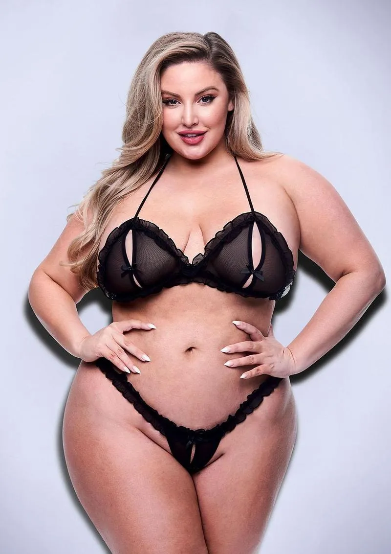 Baci Lingerie Peek-A-Boo completino nero S/M pizzo leggero