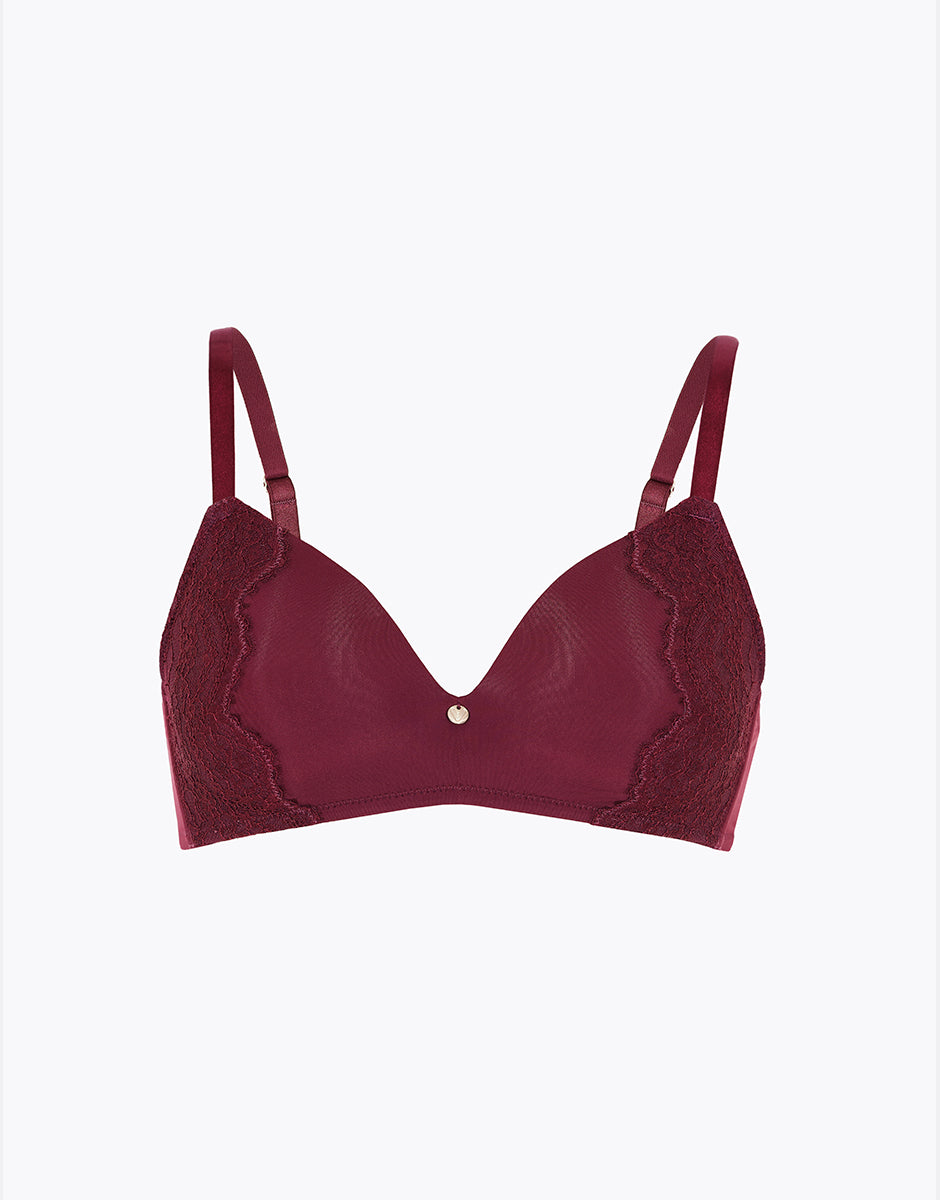 Lovable Beauty Lace reggiseno imbottito senza ferretto pizzo vinaccia