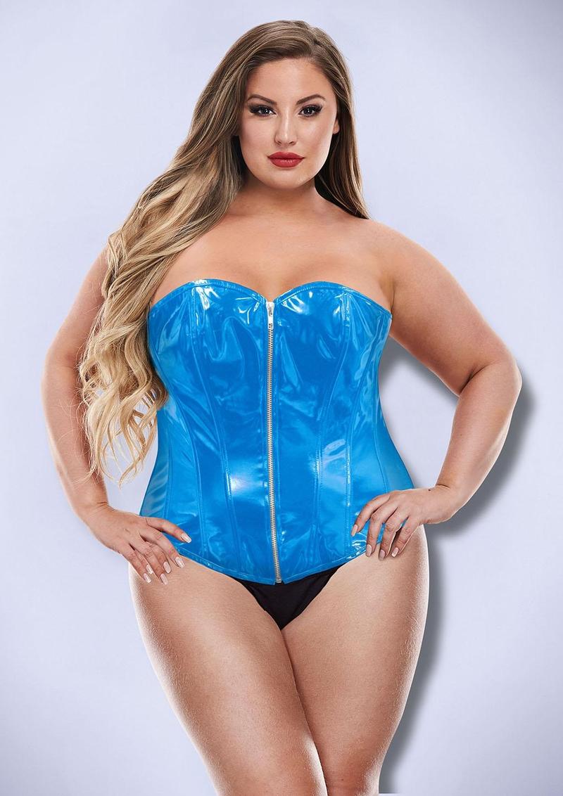 Baci Lingerie Wetlook Bustier Nero S con Zip