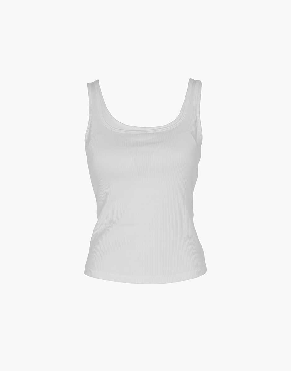 Lovable Rib Cotton Canotta Cotone Bianco Coppe Imbottite
