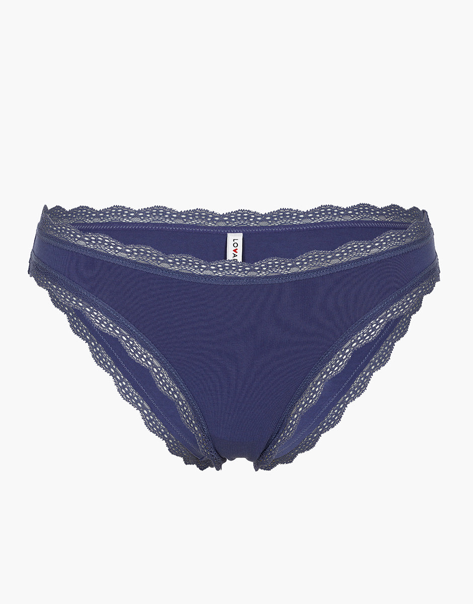 Lovable Panties slip donna blu violaceo cotone e pizzo