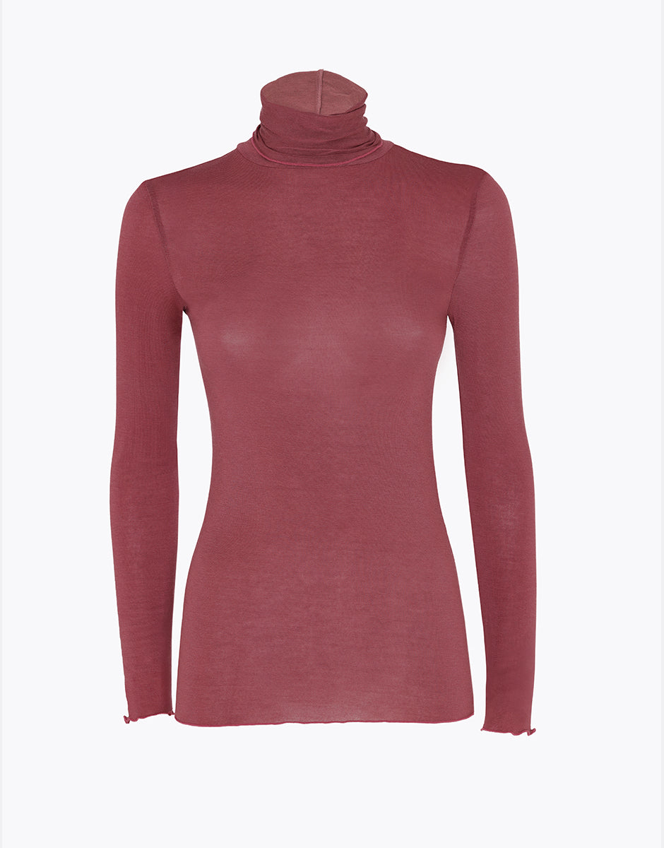 Lovable Ultralight and Warm maglia collo alto amaranto modal cashmere