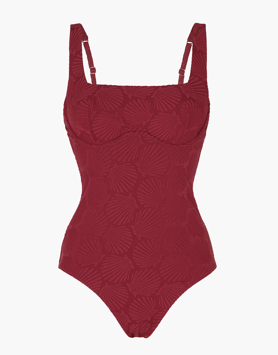 Lovable Embellished Jacquard costume intero con ferretto rosso tibetano