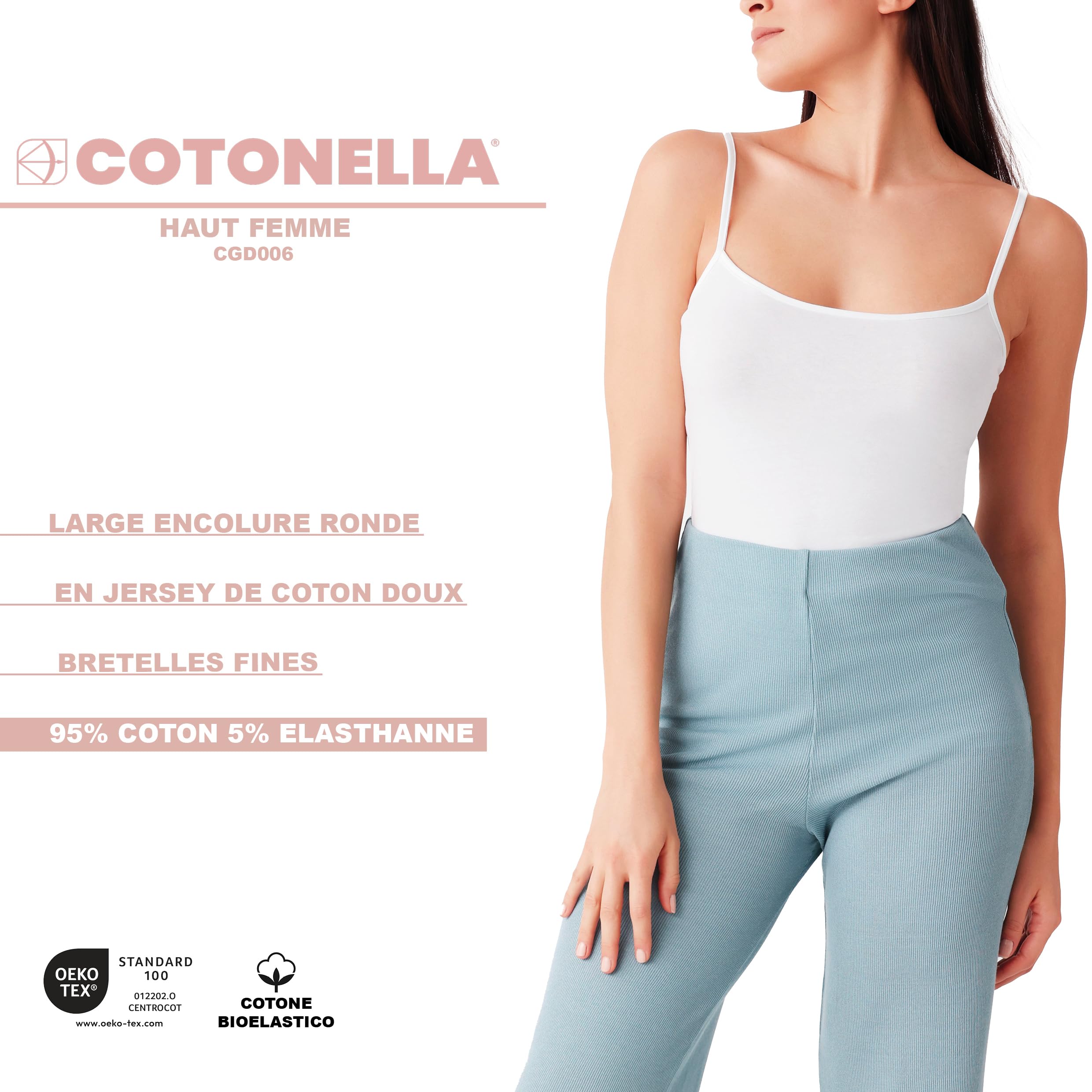 Cotonella top spalline sottili jersey cotone beige S