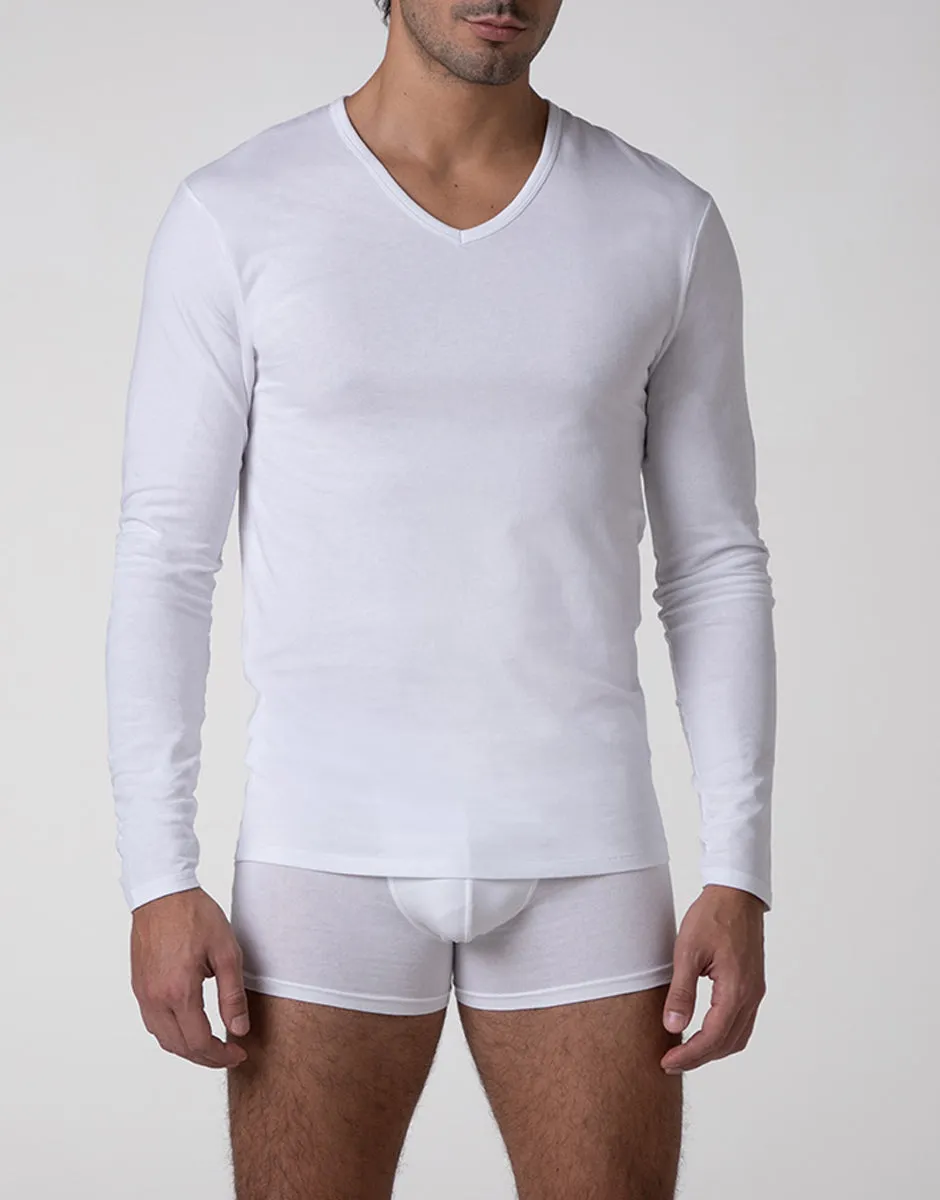 Lovable Man Cool Sensation Maglia V Cotone Stretch Bianco