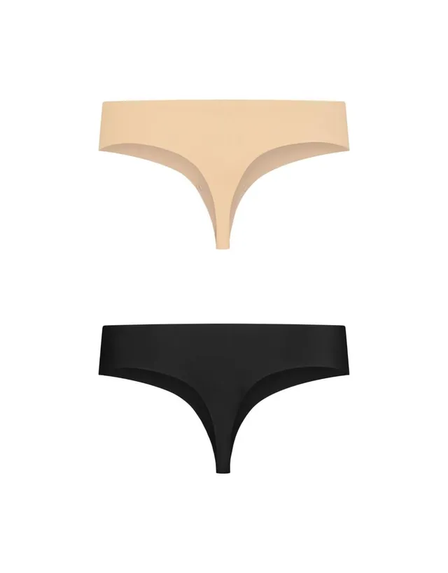 Bye Bra slip brasiliana senza cuciture 2 pezzi beige nero XL
