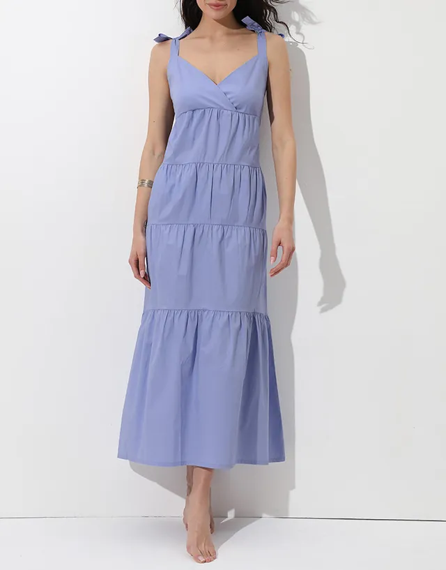 Lovable abito lungo mare cotone azzurro polvere spalline