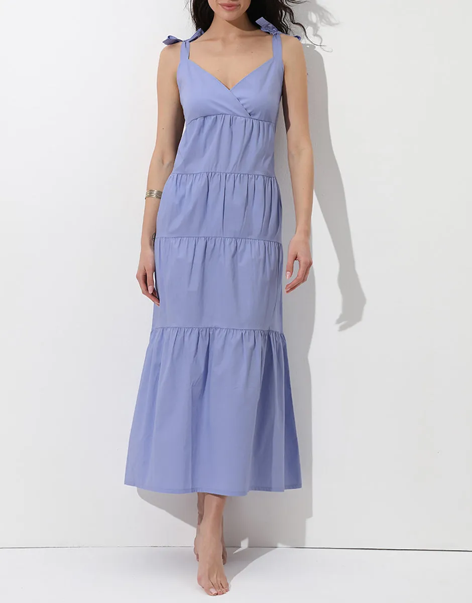 Lovable abito lungo mare cotone azzurro polvere spalline