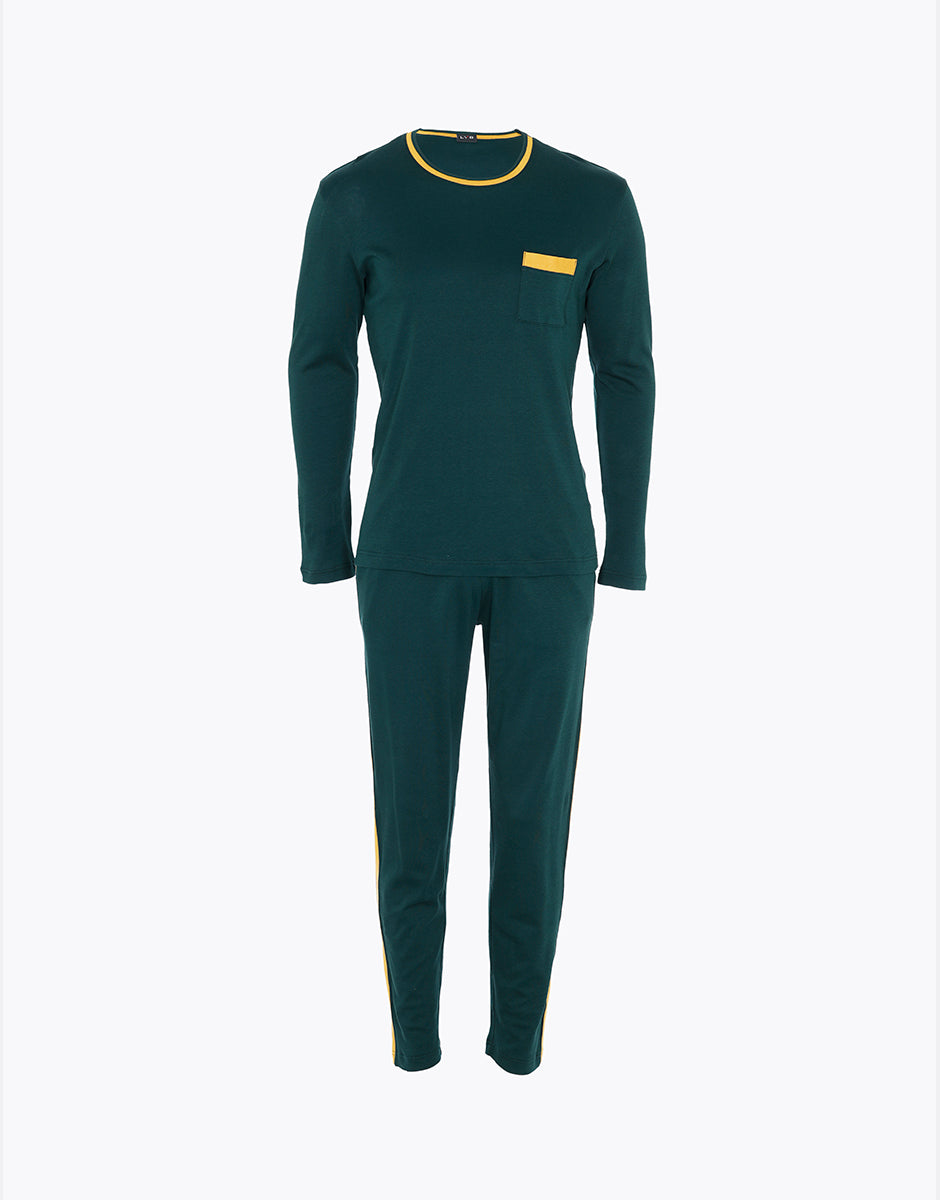 Lovable Man Interlock pigiama lungo verde scuro cotone