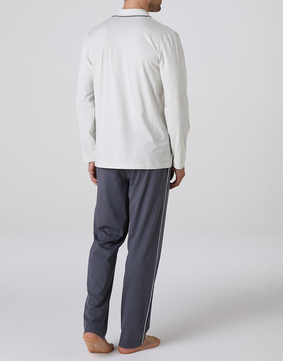 Lovable Man Pigiama Lungo Jersey Grigio Cotone Aperto