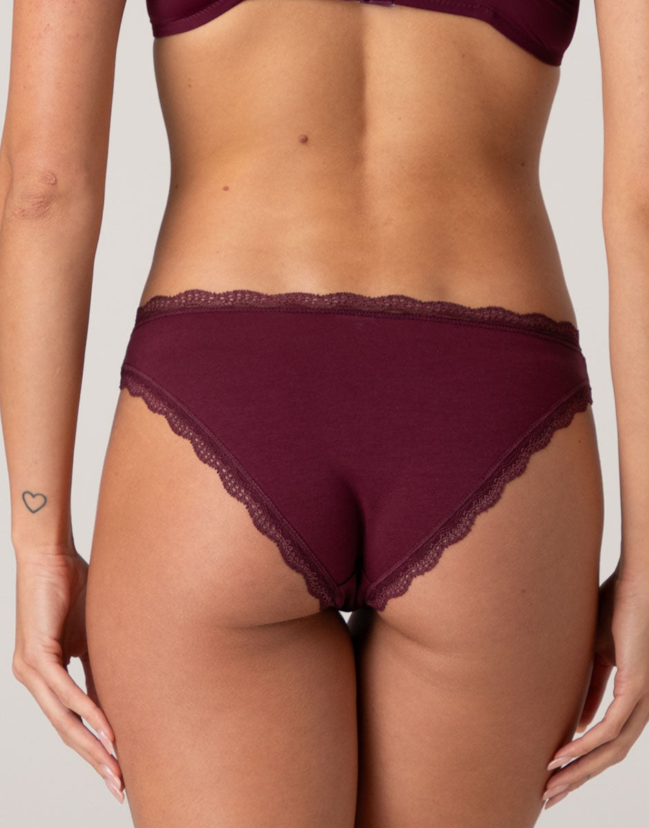 Lovable Panties slip cotone pizzo vinaccia traspirante