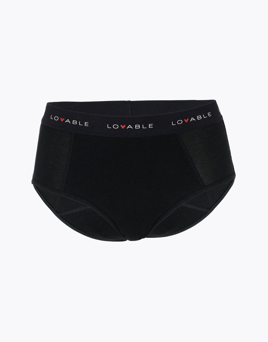 Lovable Slip da Ciclo Alto Nero Cotone Bio Flusso Medio