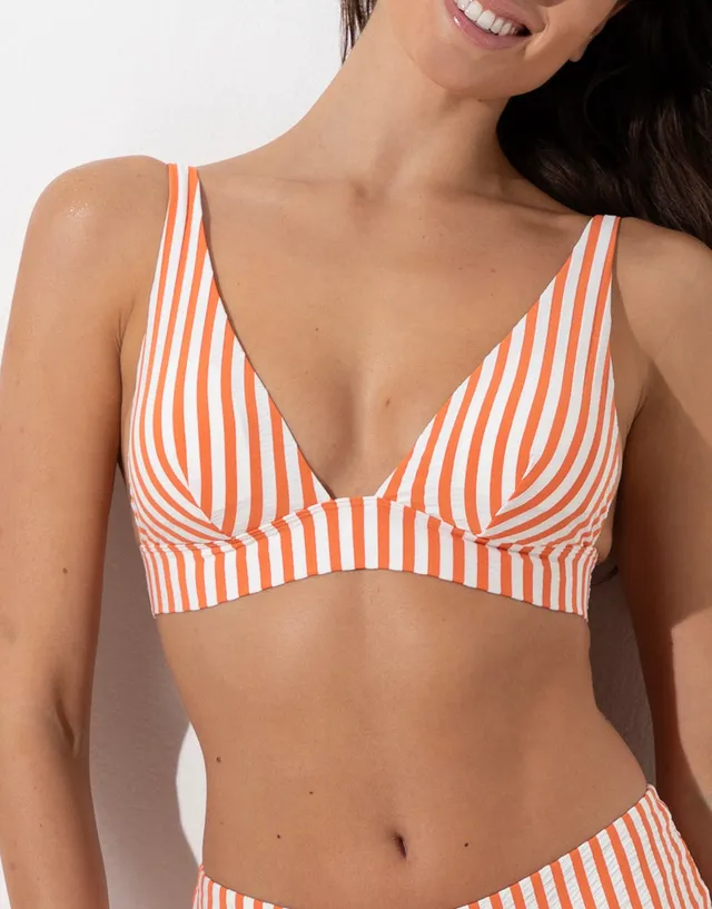 Lovable Resort Wavy Micro top triangolo righe arancio