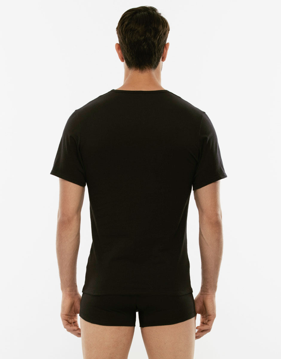Lovable t-shirt uomo cotone scollo a V nero