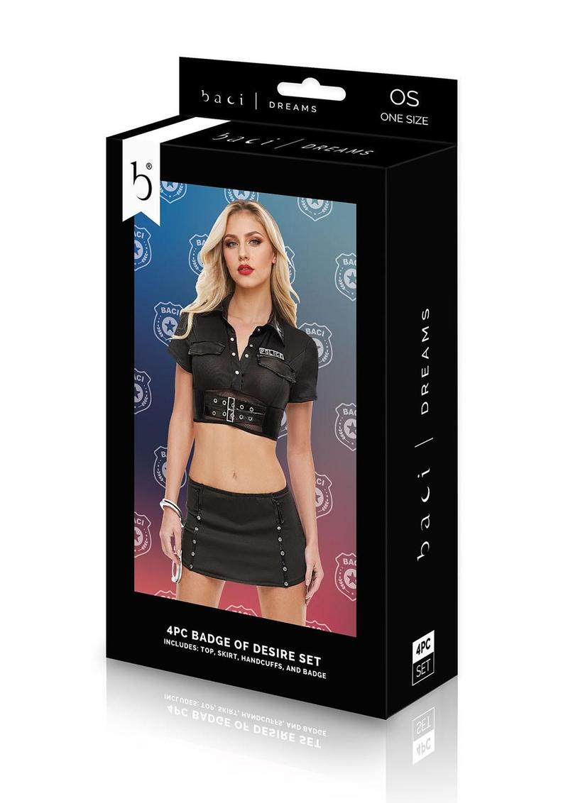 Baci Dreams Badge of Desire costume 4 pezzi nero