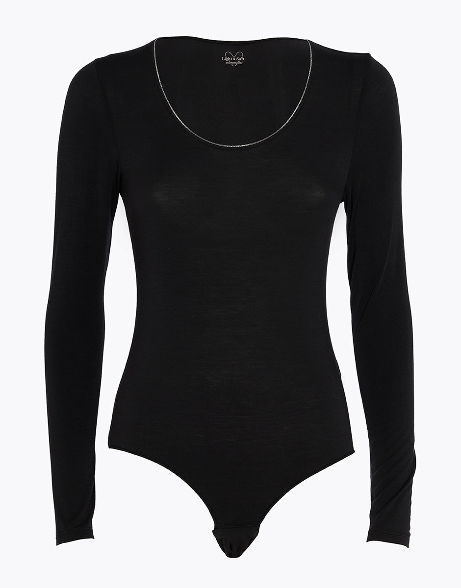Lovable Basic Soul Body Manica Lunga Scollo Tondo Ampio Micromodal Nero