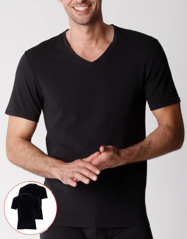 Lovable Man t-shirt scollo a V cotone bio nero x2