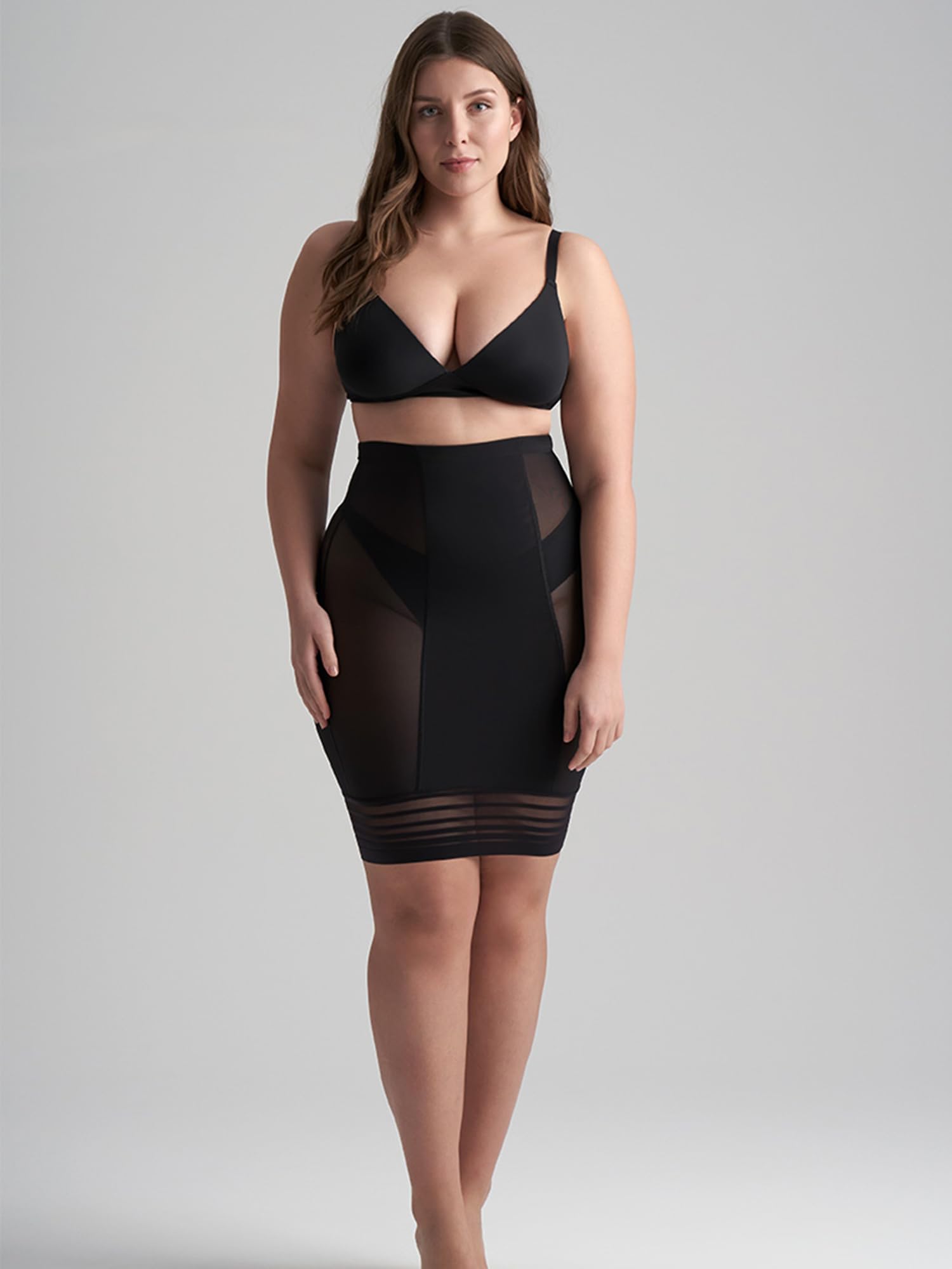 Bye Bra Powermesh gonna modellante vita alta beige