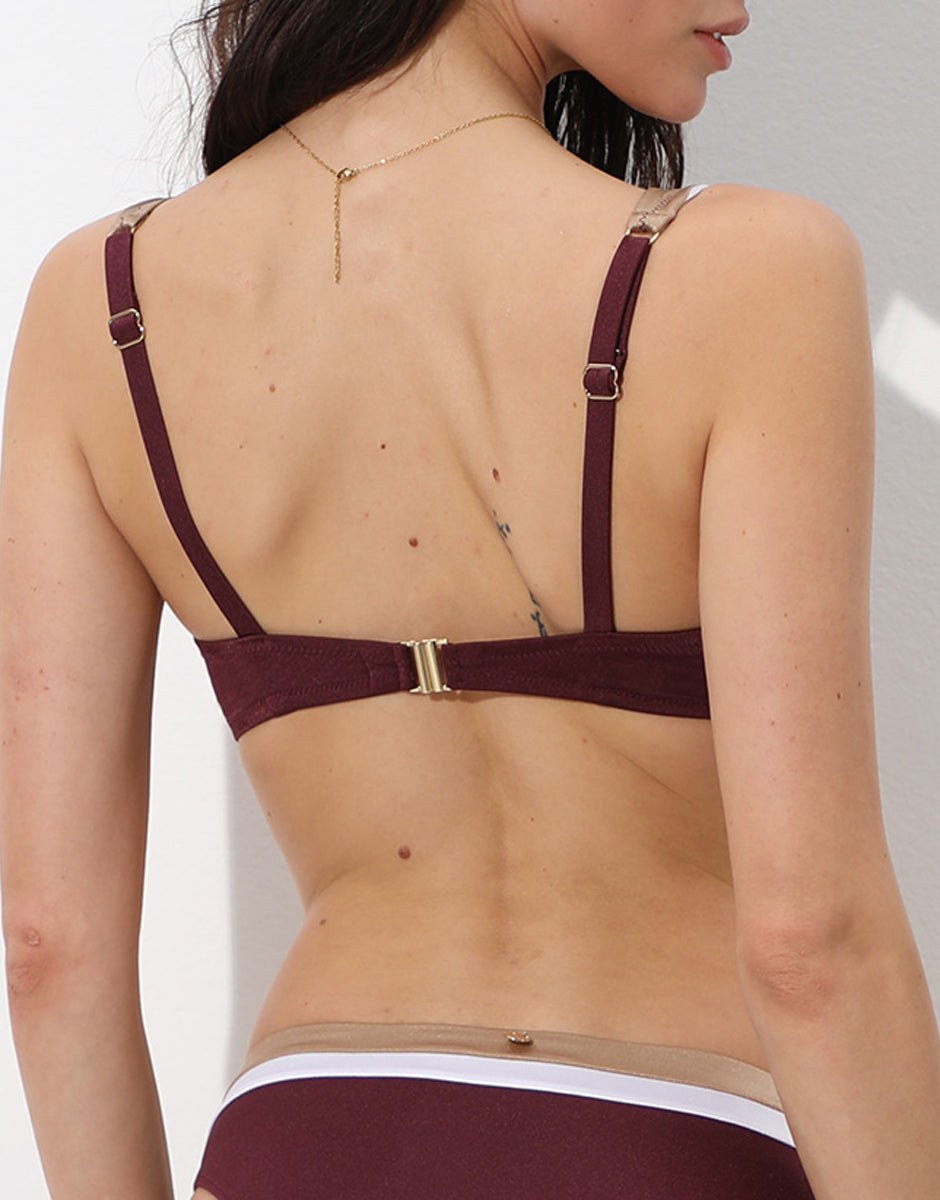 Lovable Shiny Colour Block Vela Reggiseno Mare Vinaccia Bronzo