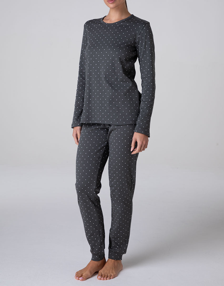 Lovable Lifewear pigiama lungo girocollo interlock grigio fumo