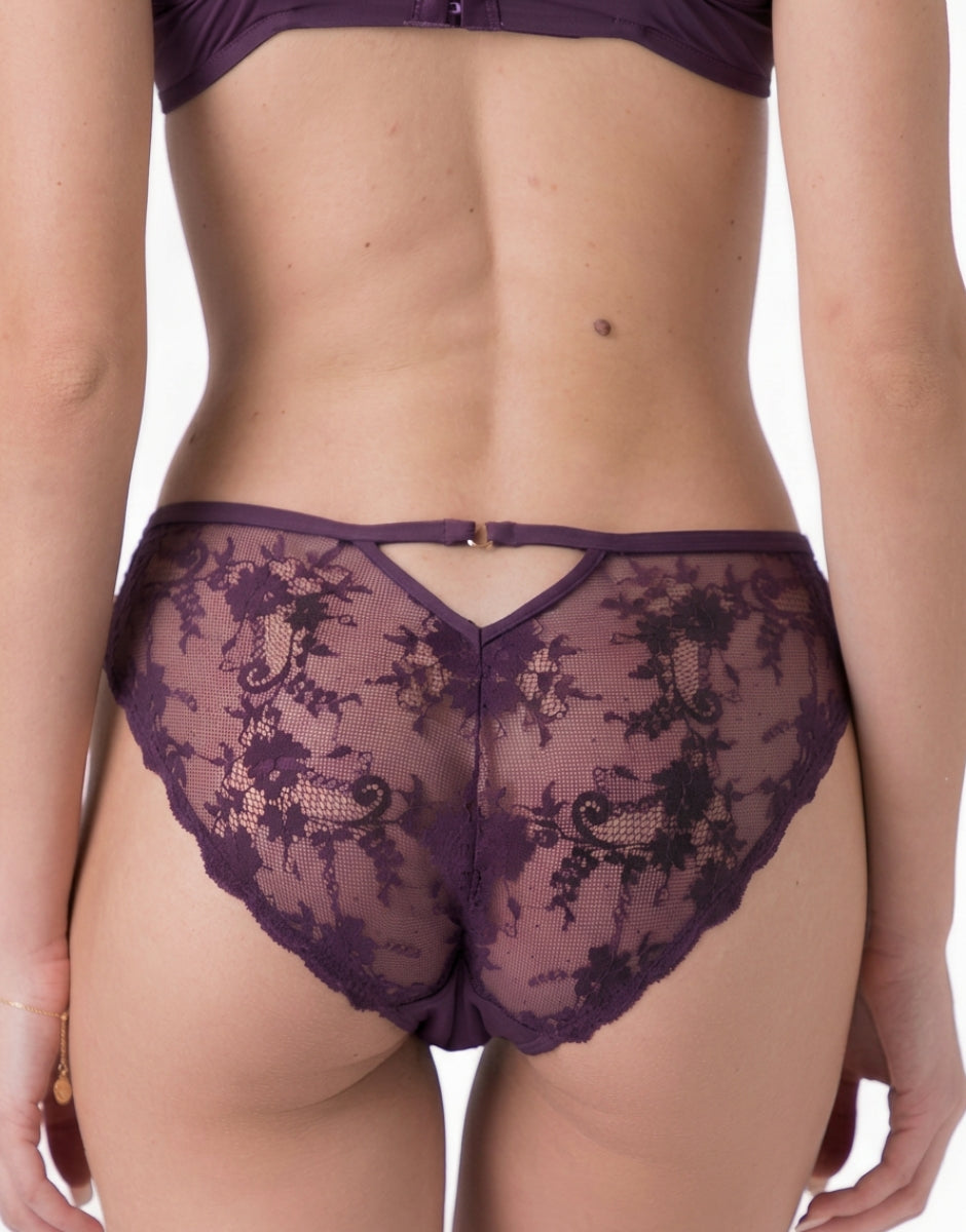 Lovable Delicate Floral Lace Slip Pizzo Viola Mora Microfibra
