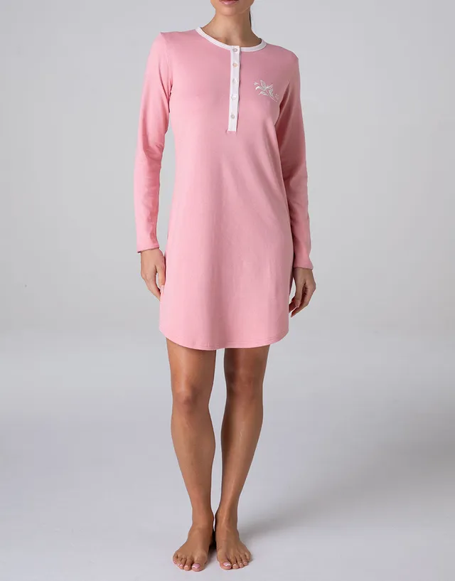 Lovable Serafino camicia da notte interlock rosa manica lunga