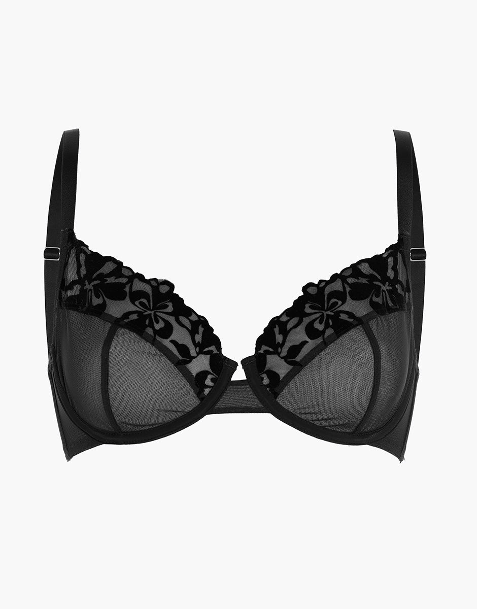 Lovable Velvet Embroidery reggiseno con ferretto nero coppa foderata
