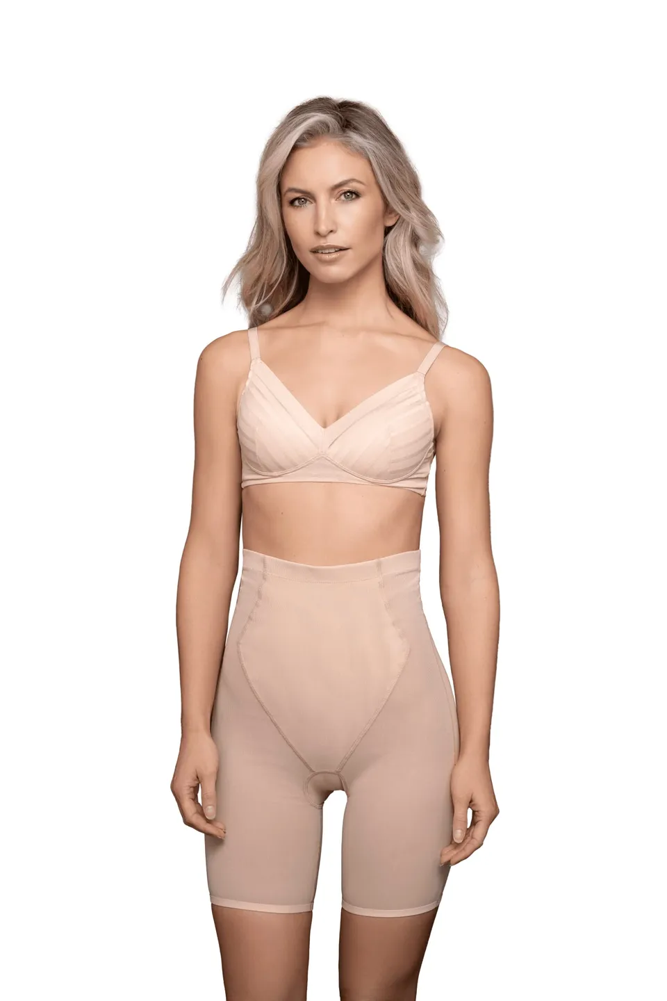 Bye Bra Powermesh guaina vita alta marrone chiaro alto