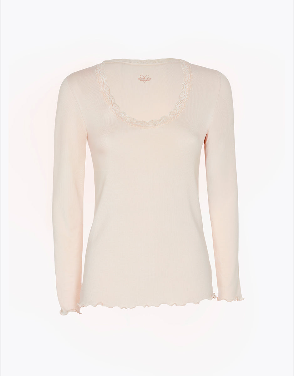 Lovable Warm Modal And Silk maglia manica lunga avorio perlato