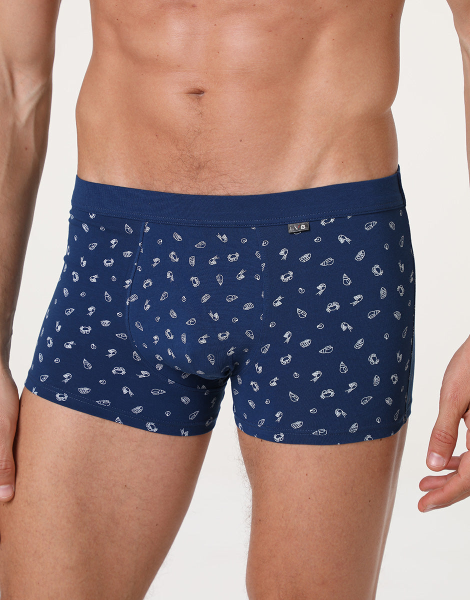 Lovable Printed Stretch Cotton boxer blu stampa cotone elasticizzato